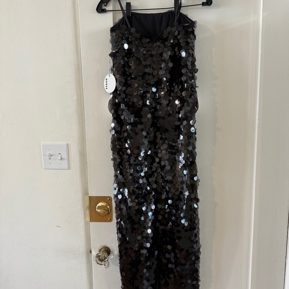 STAUD Casey Paillette Strapless Dress in Black 0 2 - Picture 9 of 10